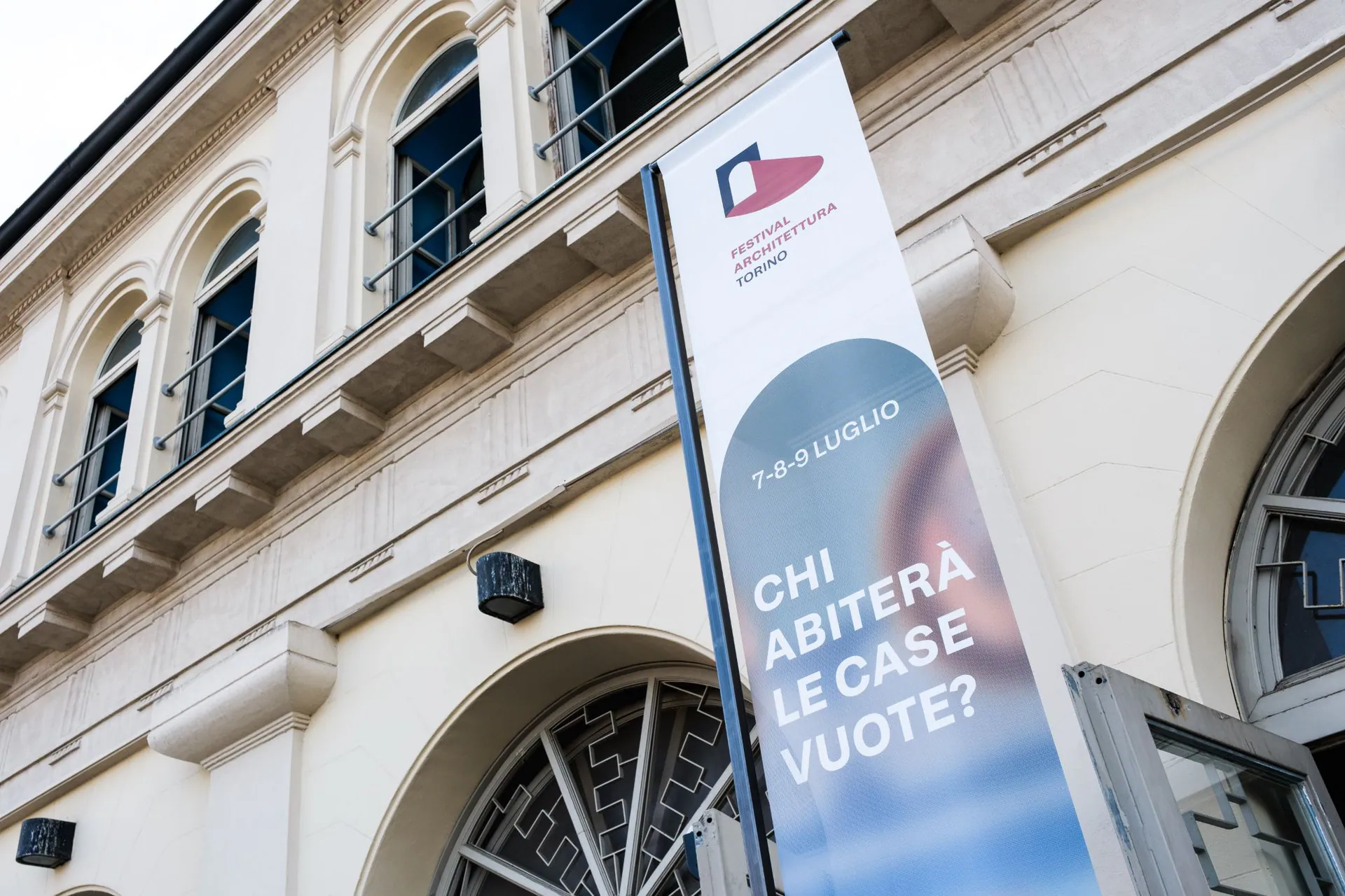 The Festival Architettura Torino 2026 banner asking Who will live in empty homes?
