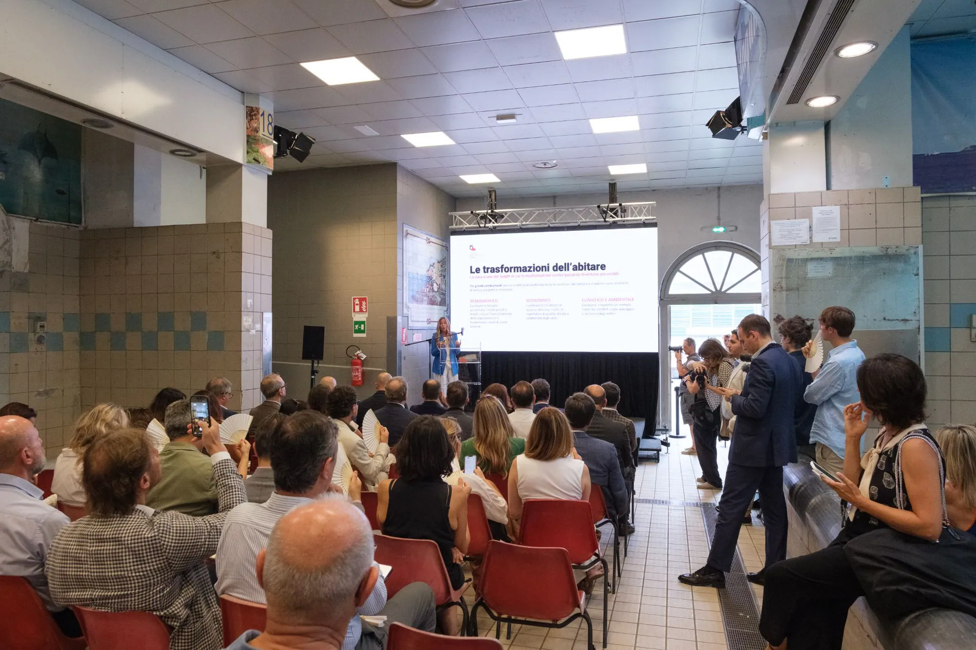 A packed room as Alessandra Siviero presents how living is changing