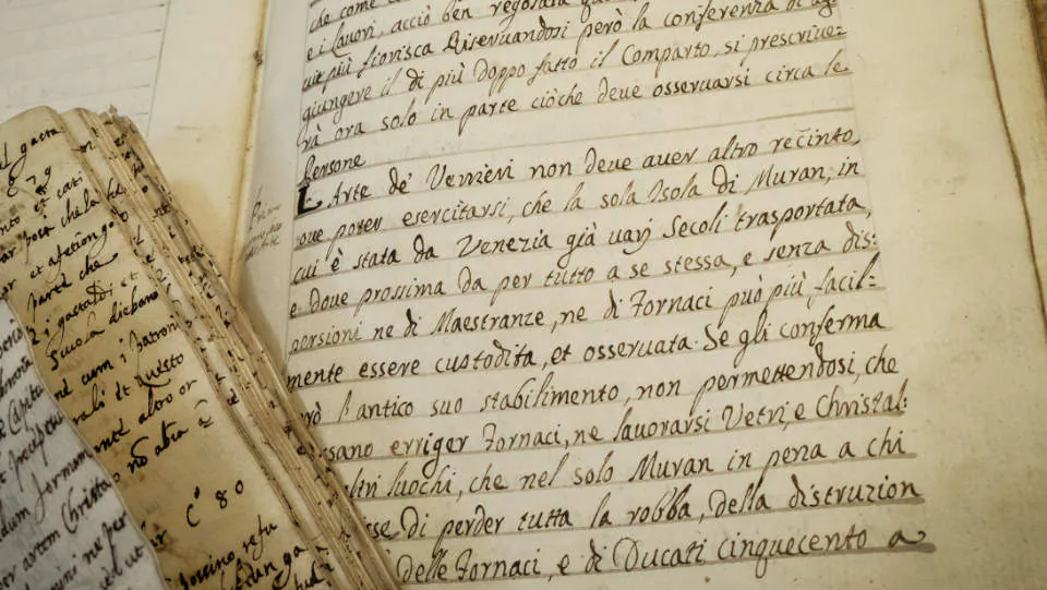 Un documento manoscritto d’archivio sulla produzione del vetro