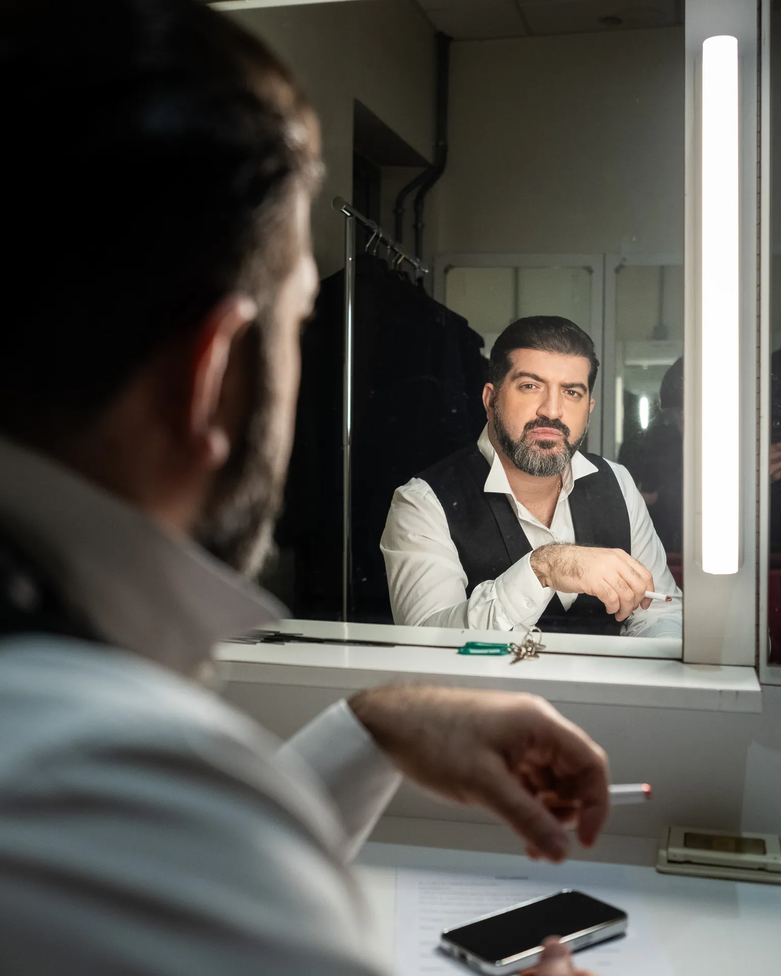 Rigoletto at Teatro Regio di Torino, portrait of a performer backstage, photograph 14