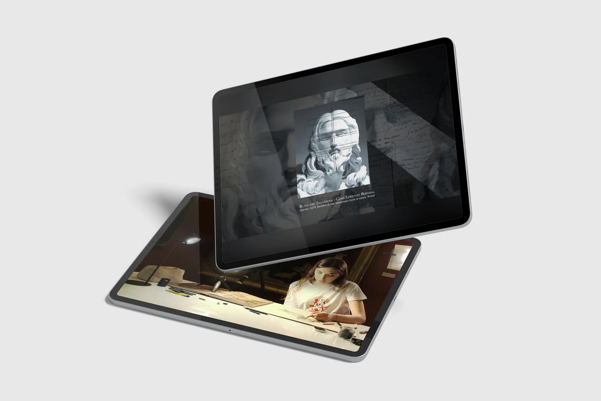 Il video della mostra su un tablet, come appare nella fruizione digitale